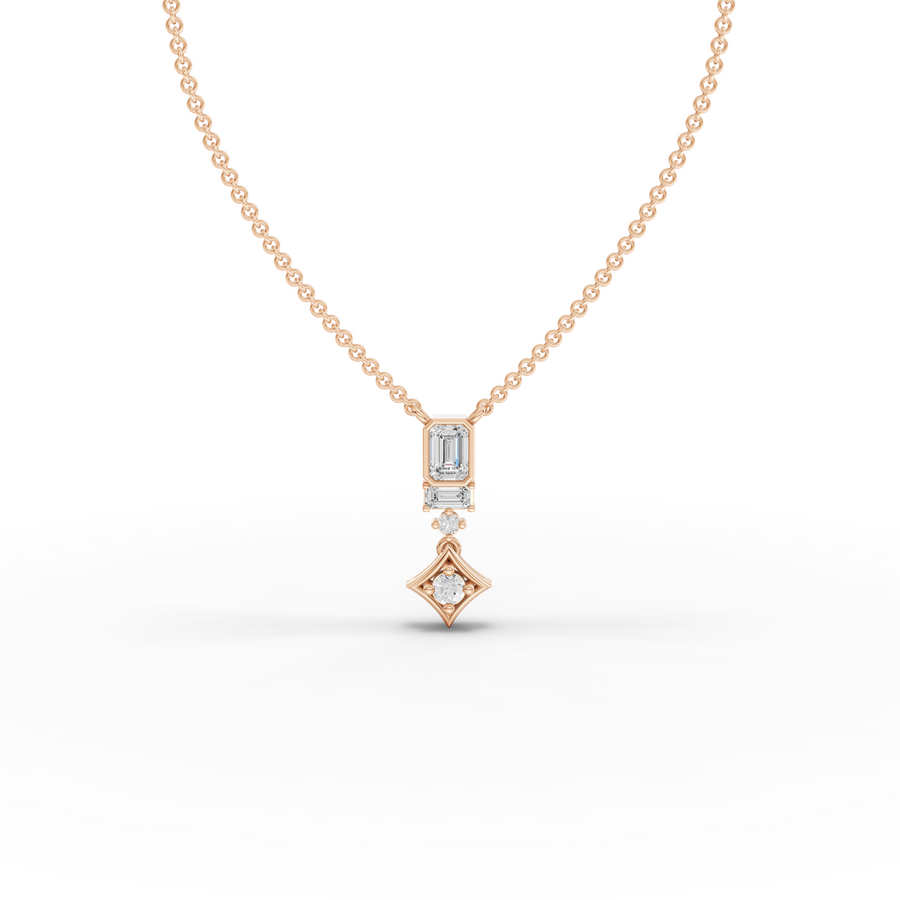 0.68 Ct Emerald Lab Diamond Statement Drop Necklace