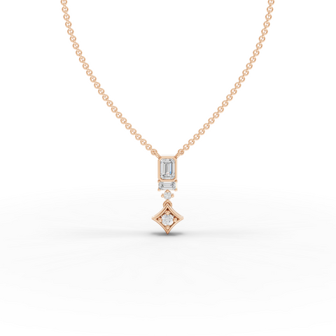 Lab Grown Emerald Cut Diamond Drop Jewelry Set with Earrings, Necklace and Engagement Ring