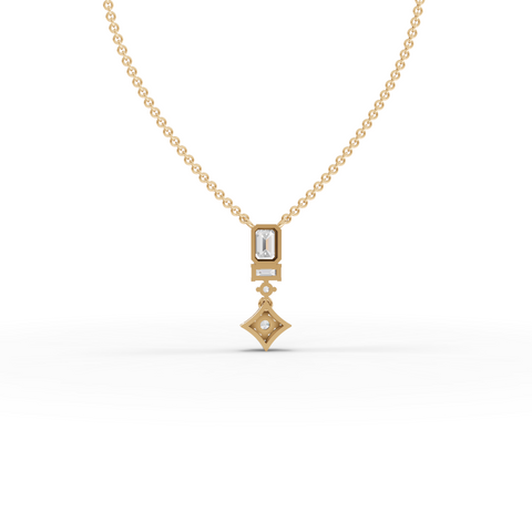 Lab Grown Emerald Cut Diamond Drop Necklace