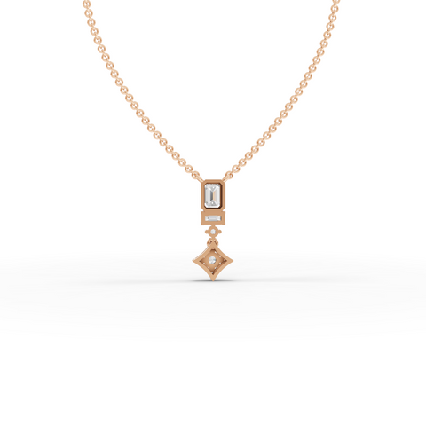 Lab Grown Emerald Cut Diamond Drop Jewelry Set with Earrings, Necklace and Engagement Ring