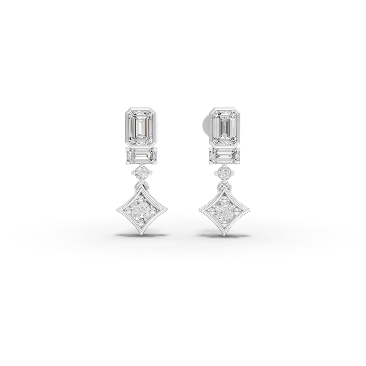 1.36 Ct Statement Emerald Cut Lab Diamond Drop Earrings