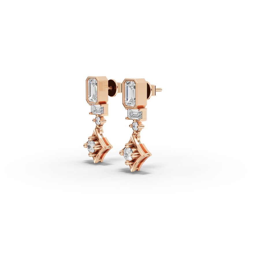 1.36 Ct Emerald Diamond Statement Drop Earrings