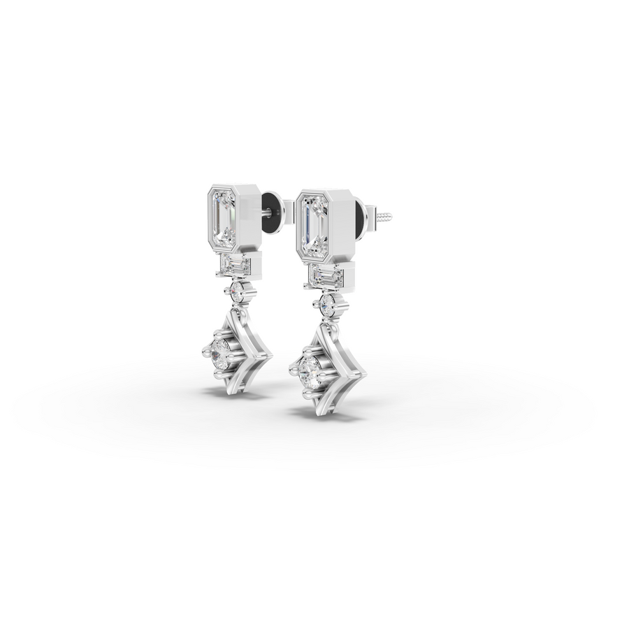 1.36 Ct Emerald Diamond Statement Drop Earrings