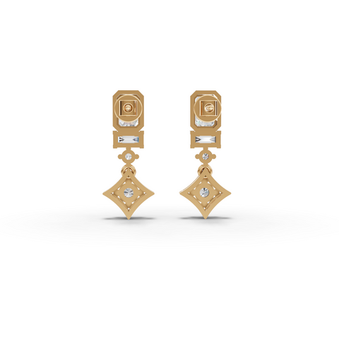 Lab Grown Emerald Cut Diamond Drop Jewelry Set with Earrings, Necklace and Engagement Ring