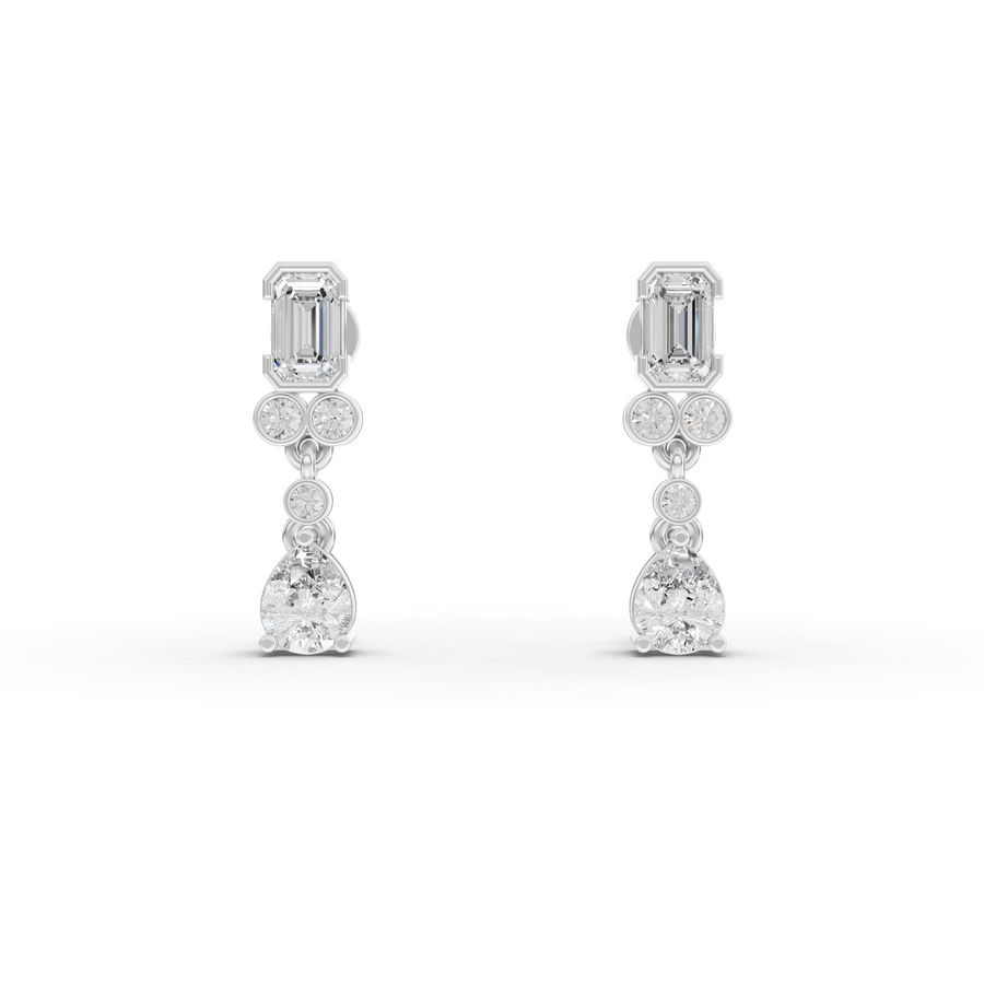 2.99 Ct Emerald & Pear Lab Diamond Set