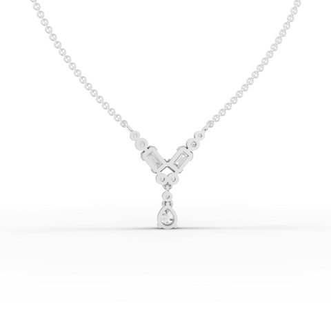 0.88 Ct Emerald & Pear Lab Diamond Chevron Drop Necklace