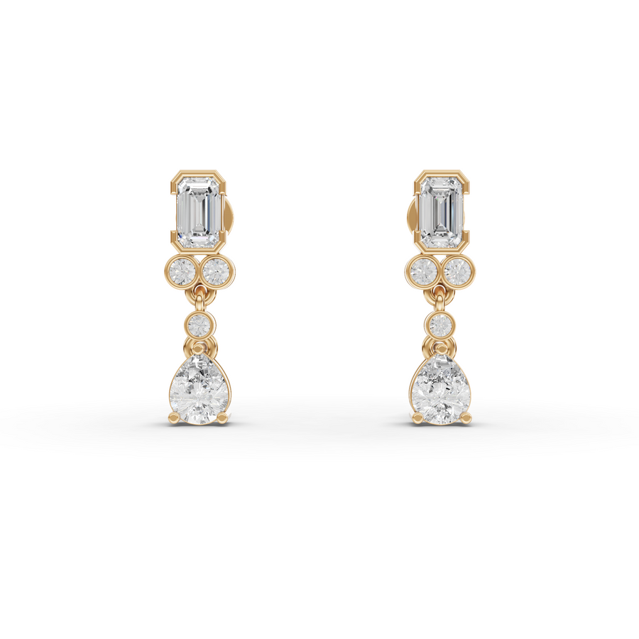 2.99 Ct Emerald & Pear Lab Diamond Set