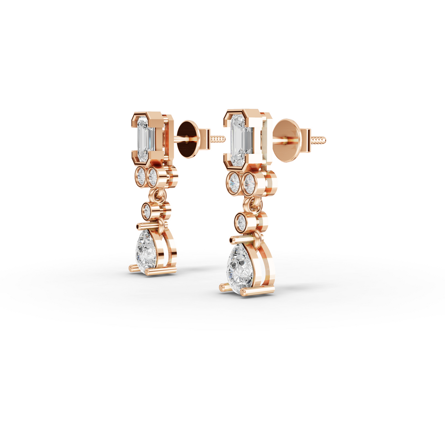 1.05 Ct Emerald & Pear Drops Earring