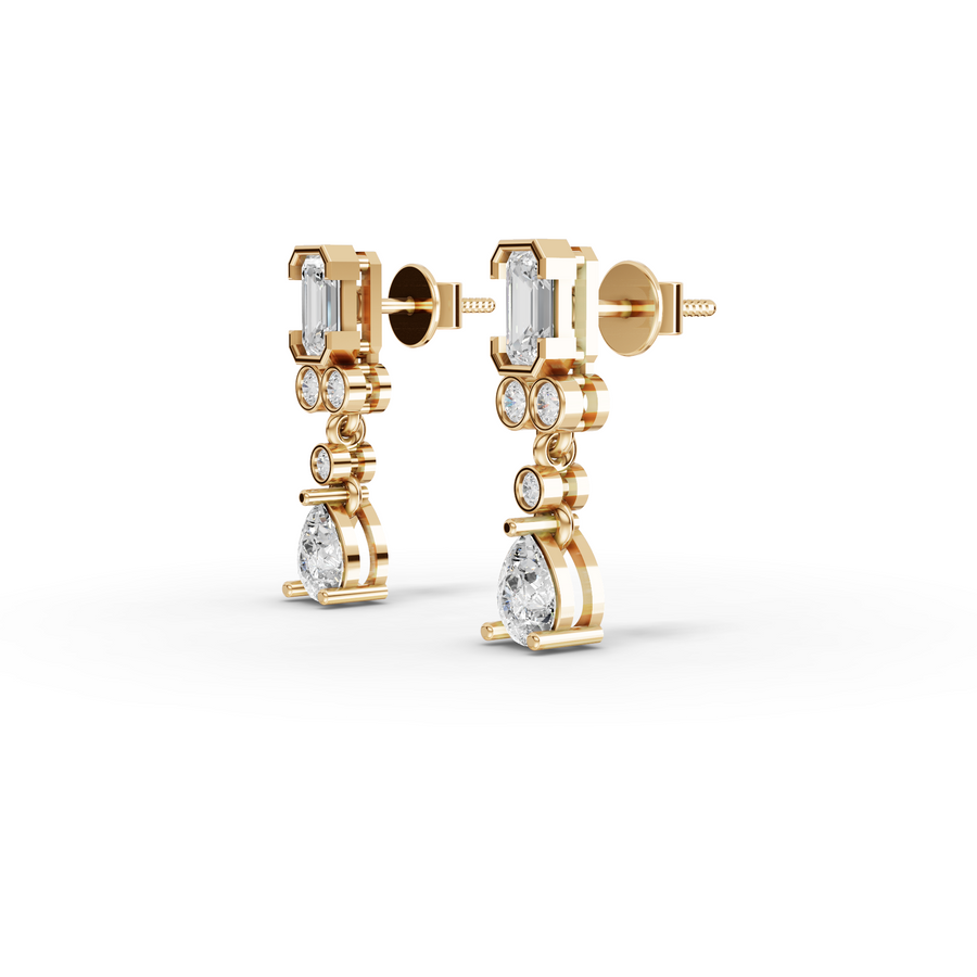 1.05 Ct Emerald & Pear Drops Earring