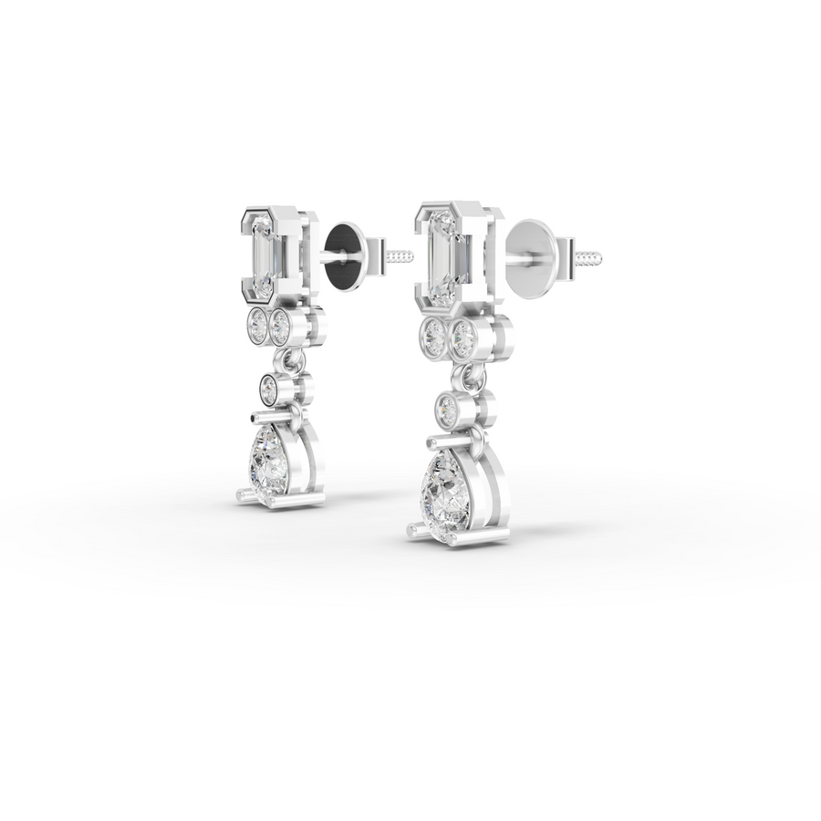 1.05 Ct Emerald & Pear Drops Earring