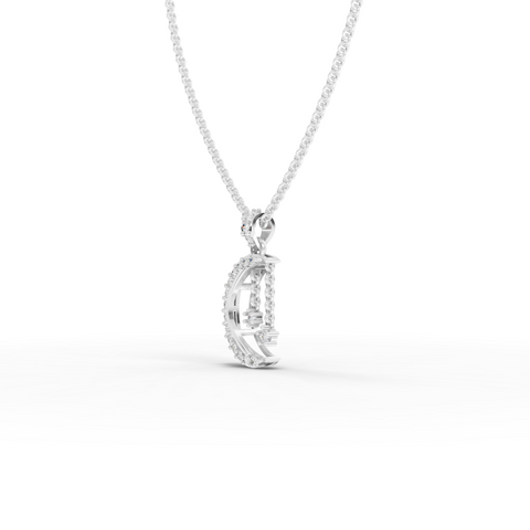 Lab Grown Diamond Crescent Moon Pendant Necklace with Dangling Star Charms