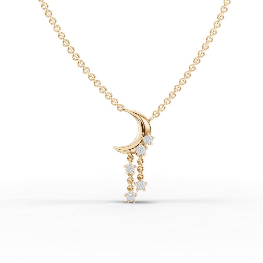0.16 Ct Round Lab Diamond Star Drop Necklace