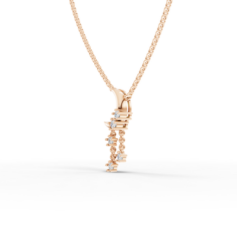 Luxury Lab Grown Diamond Crescent Moon Pendant Necklace with Floating Star Drops