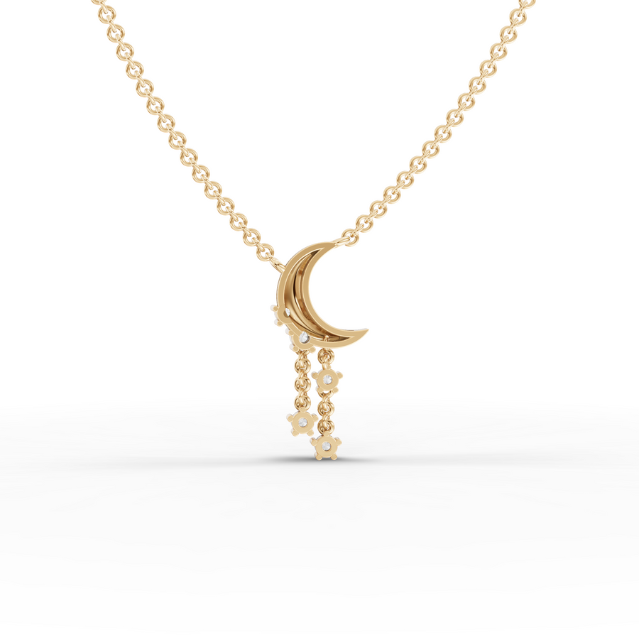 0.16 Ct Round Lab Diamond Star Drop Necklace