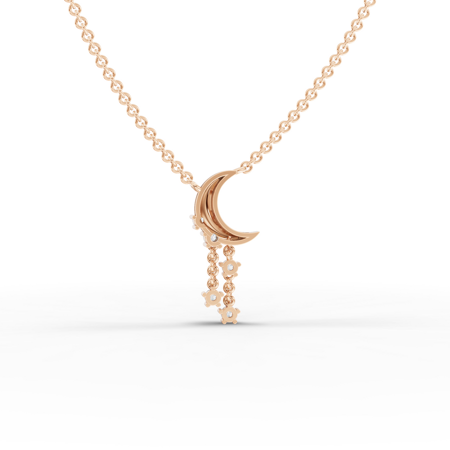 0.16 Ct Round Lab Diamond Star Drop Necklace