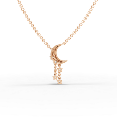 Luxury Lab Grown Diamond Crescent Moon Drop Earrings and Pendant Necklace Jewelry Set