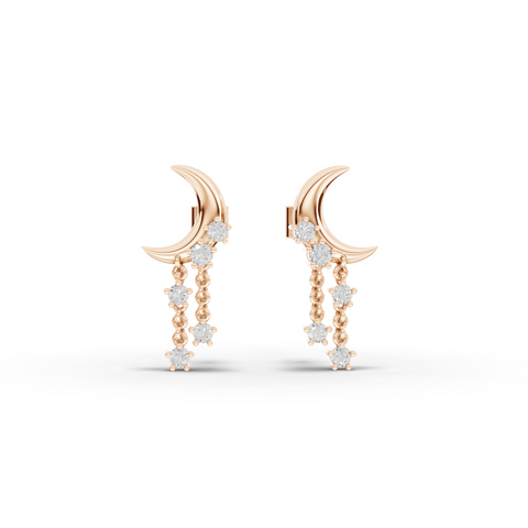 Luxury Lab Grown Diamond Crescent Moon Drop Earrings and Pendant Necklace Jewelry Set