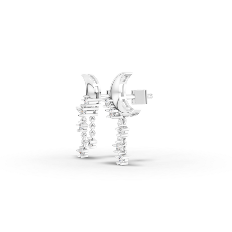 0.32 Ct Round Moon With Star Drop Earrings