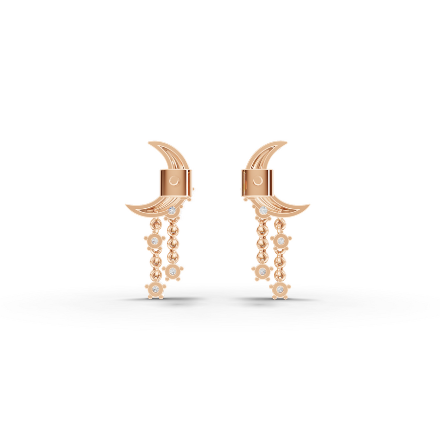 0.32 Ct Round Moon With Star Drop Earrings