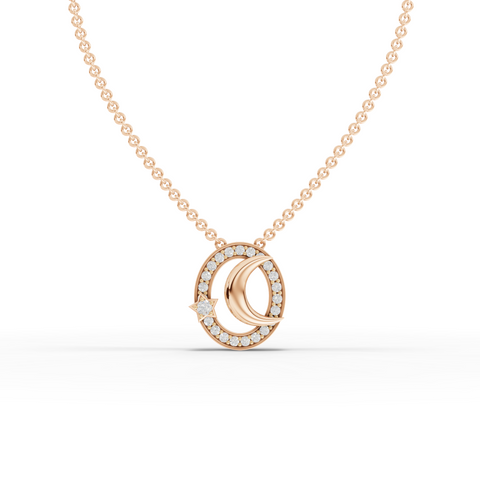 Celestial Lab Grown Diamond Moon and Star Jewelry Set with Halo Pendant and Earrings