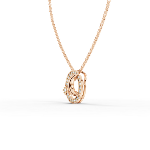 Lab Grown Diamond Crescent Moon and Star Halo Pendant Necklace