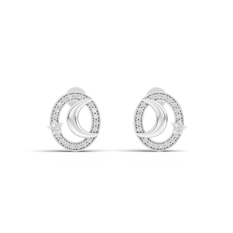 Celestial Lab Grown Diamond Moon and Star Jewelry Set with Halo Pendant and Earrings