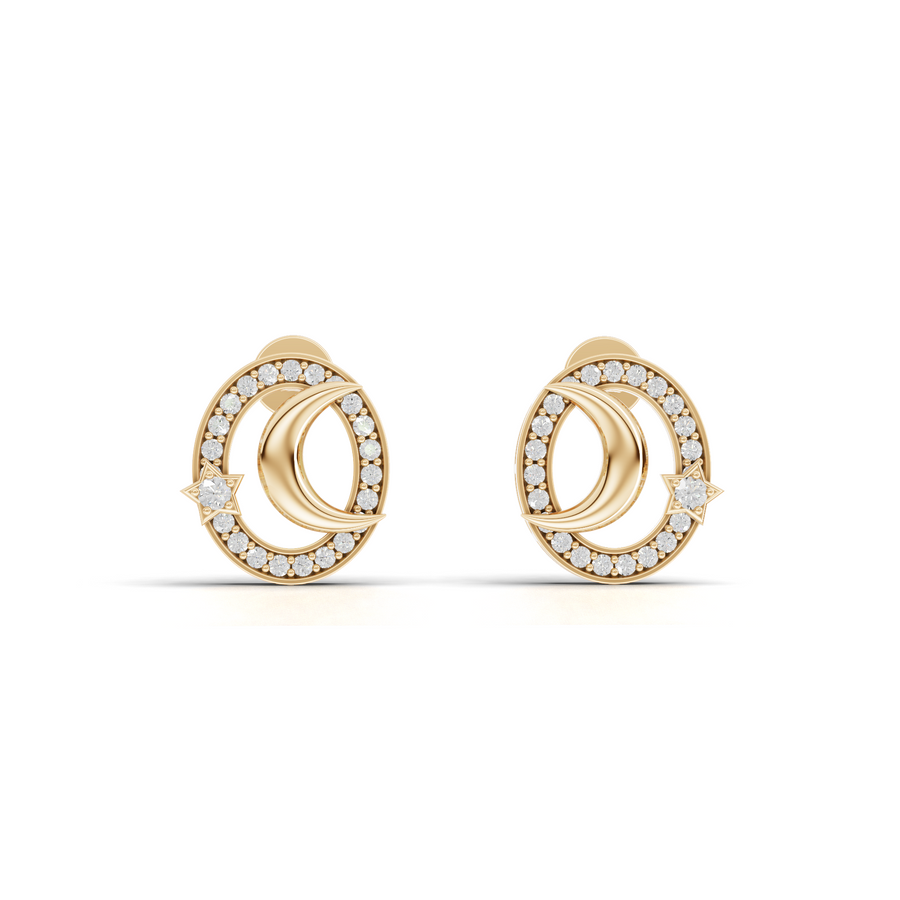 0.42 Ct Round Halo Lab Diamond Stud Earrings