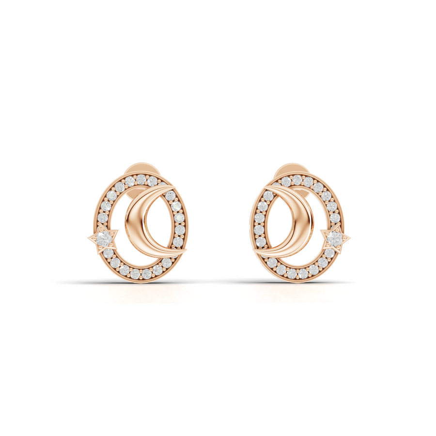 0.42 Ct Round Halo Lab Diamond Stud Earrings