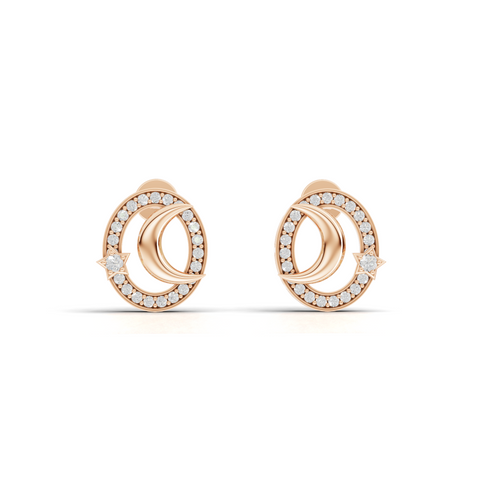 Celestial Lab Grown Diamond Moon and Star Jewelry Set with Halo Pendant and Earrings