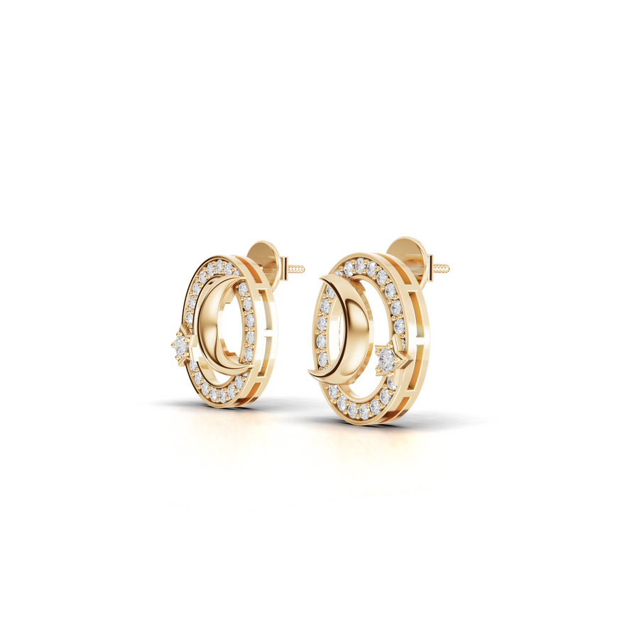 0.42 Ct Round Halo Lab Diamond Stud Earrings