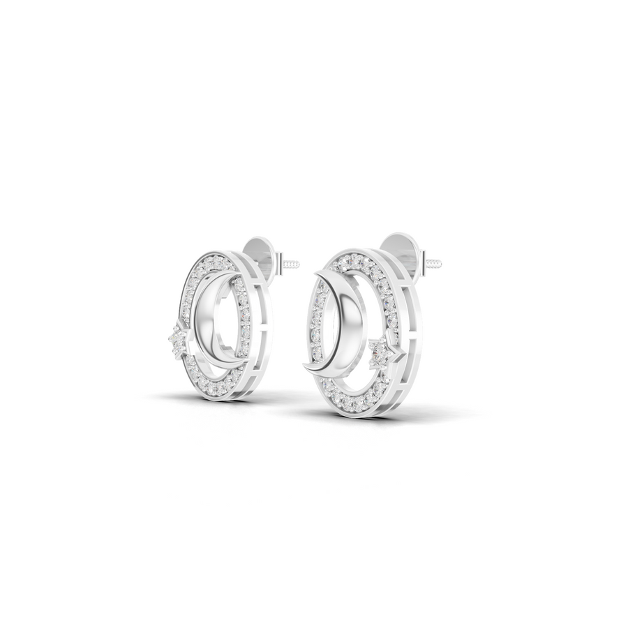 0.42 Ct Round Halo Lab Diamond Stud Earrings