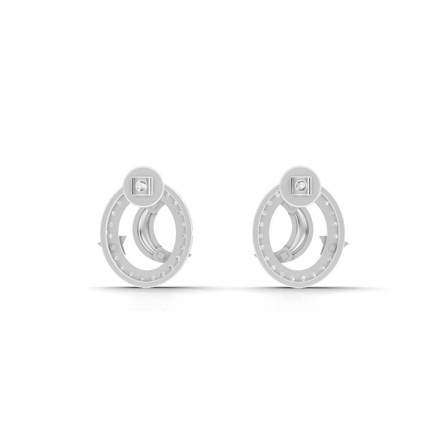 0.42 Ct Round Halo Lab Diamond Stud Earrings