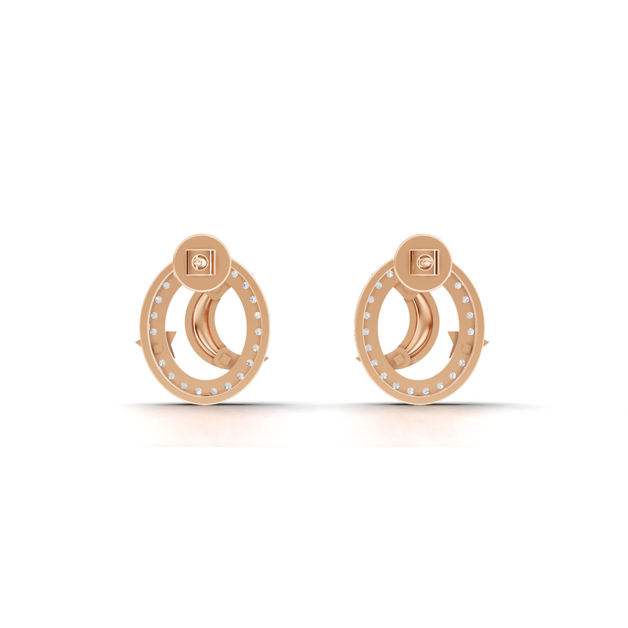 0.42 Ct Round Halo Lab Diamond Stud Earrings