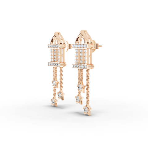 0.95 Ct Celestial Star Chain Drop Lab Diamond Earrings