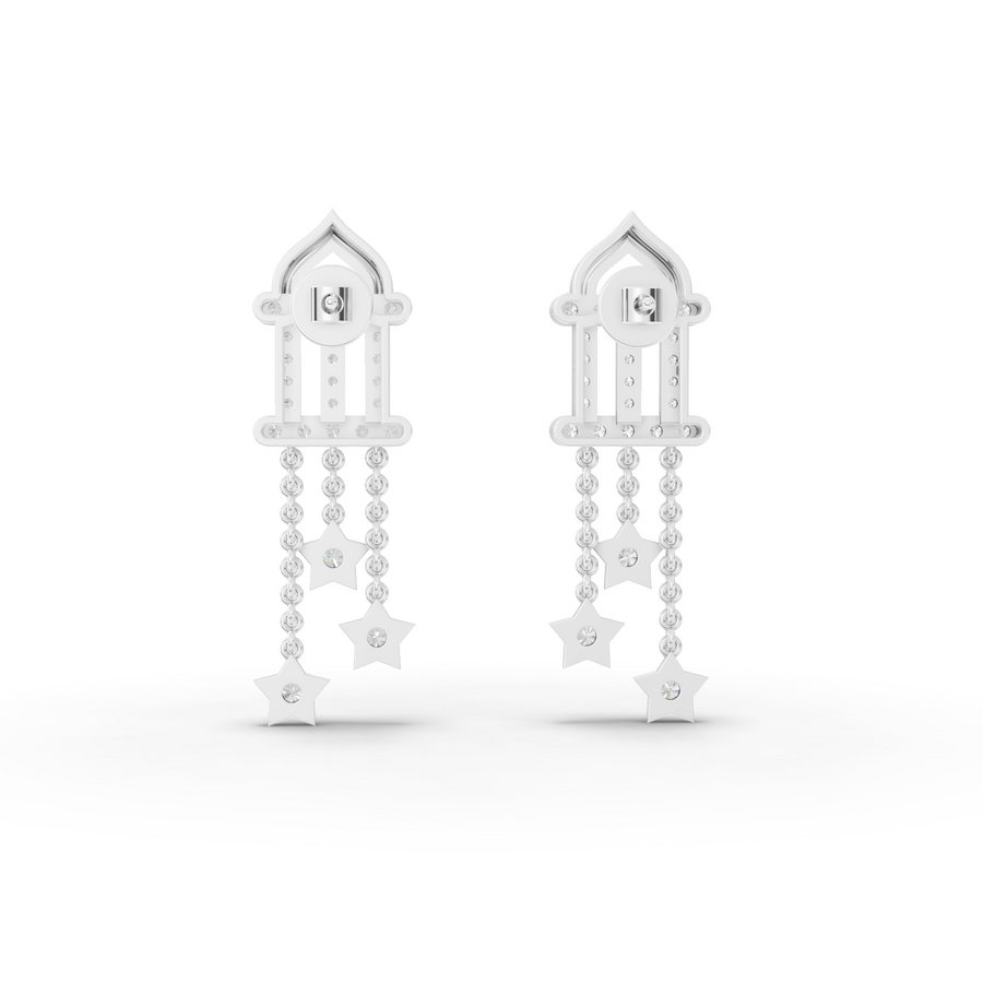 0.95 Ct Round Star Chain Diamond Earrings