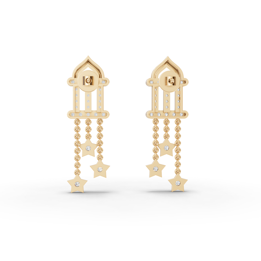 0.95 Ct Round Star Chain Diamond Earrings