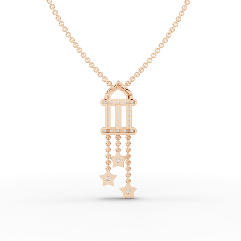 Lab Grown Diamond Star Drop Pendant Necklace with Pavé Bar and Multi-Chain Dangle