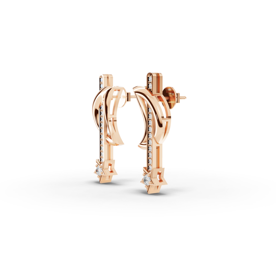 0.23 Ct Round Moon Star Lab Diamond Drop Earrings