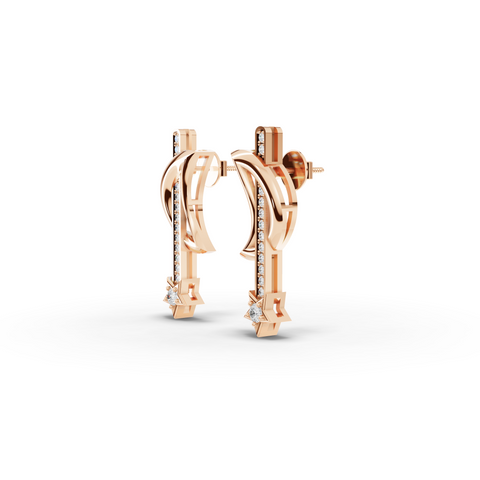 0.23 Ct Celestial Moon & Star Lab Diamond Bar Drop Earrings