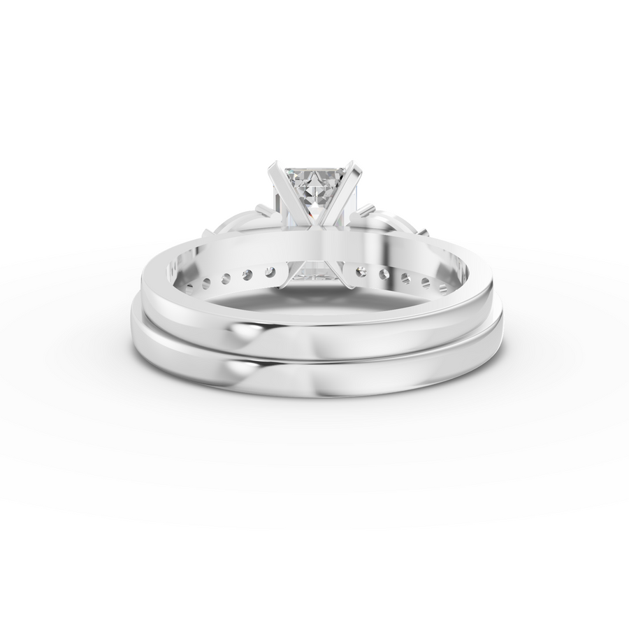 1.36 Ct Emerald Lab Diamond Bridal Set with Accent Band 1.00 Ct