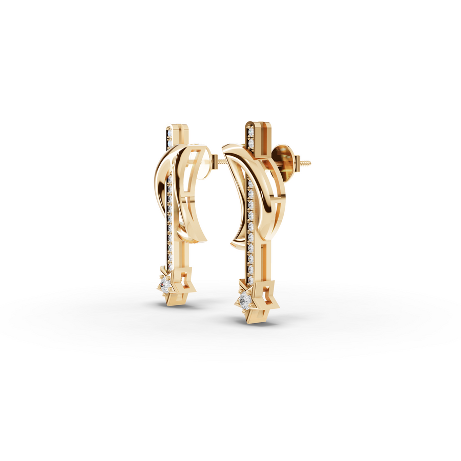 0.23 Ct Round Moon Star Lab Diamond Drop Earrings