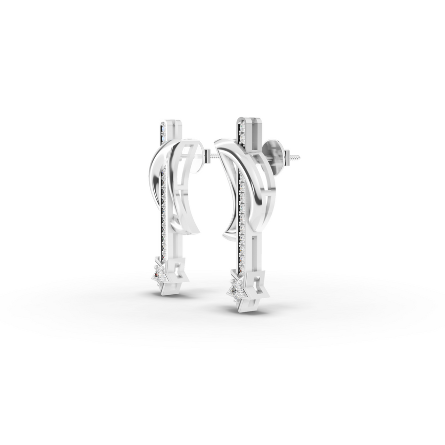 0.23 Ct Round Moon Star Lab Diamond Drop Earrings