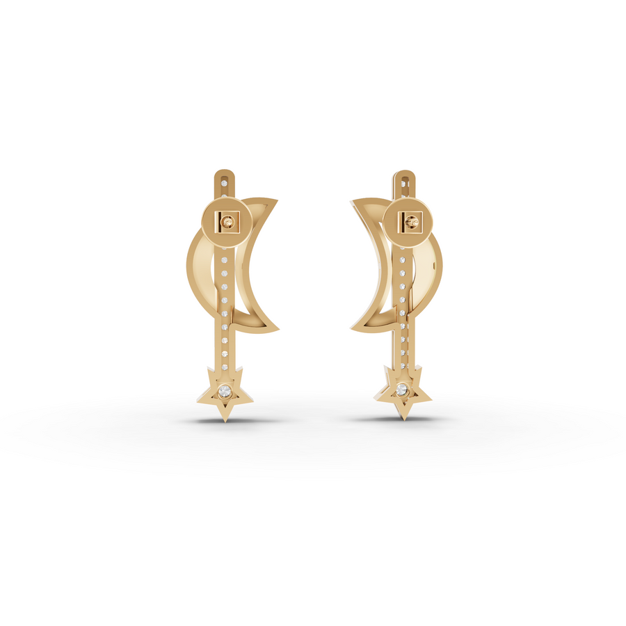 0.23 Ct Round Moon Star Lab Diamond Drop Earrings