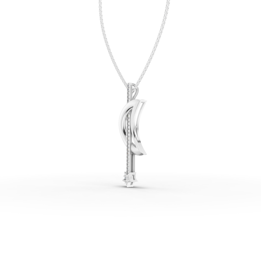 0.23 Ct Round Lab Diamond Moon & Star Bar Pendant