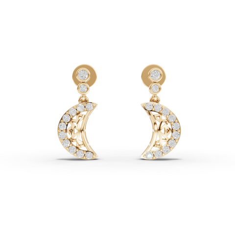 Modern Celestial Lab Grown Diamond Crescent Moon Jewelry Set with Pavé Drop Earrings & Pendant Necklace