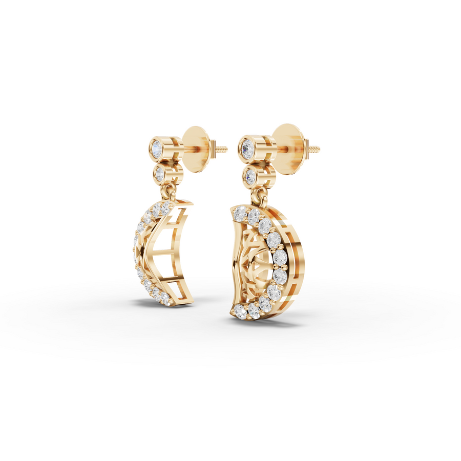 0.53 Ct Round Lab Diamond Moon Drop Earrings