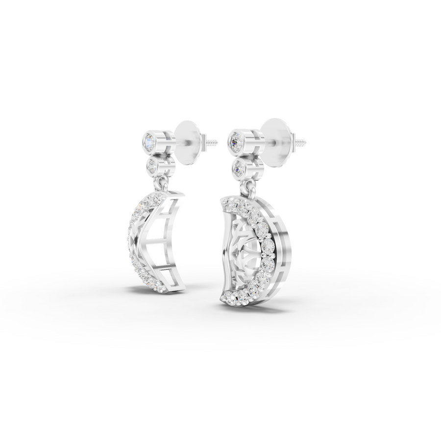 0.53 Ct Round Lab Diamond Moon Drop Earrings
