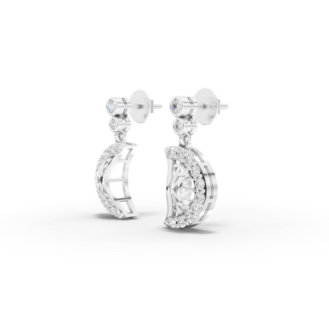 0.53 Ct Celestial Crescent Moon Lab Diamond Drop Earrings