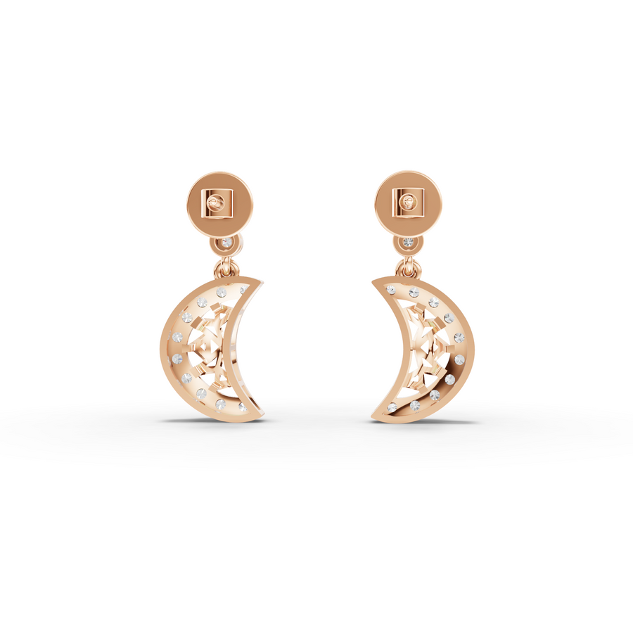 0.53 Ct Round Lab Diamond Moon Drop Earrings