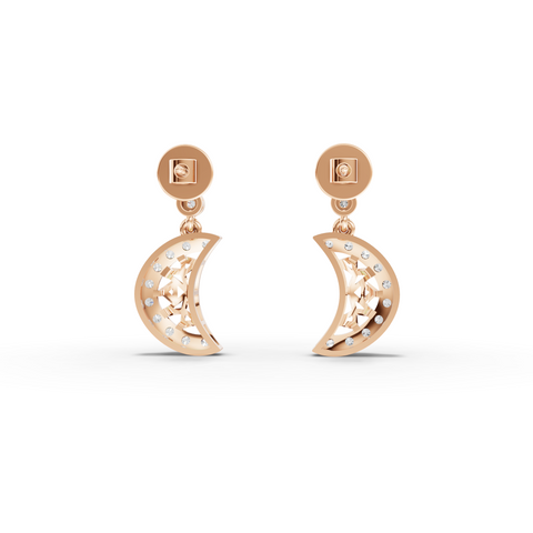 Modern Celestial Lab Grown Diamond Crescent Moon Jewelry Set with Pavé Drop Earrings & Pendant Necklace